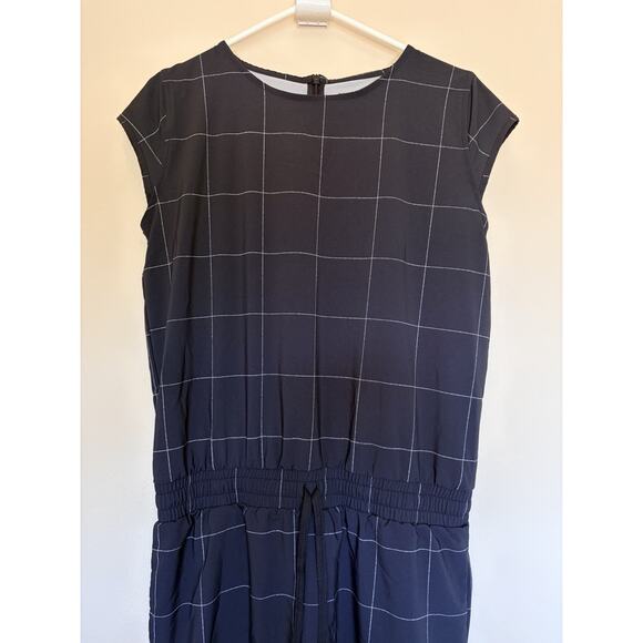 Albion Black Going Places Windowpane Check Cinch Waist Nylon Activewear Dress M - Picture 2 of 10